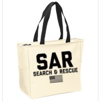 FRONT & BACK Search And Rescue American Flag SAR Team Zip Tote Bag