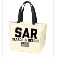 FRONT & BACK Search And Rescue American Flag SAR Team Zip Tote Bag