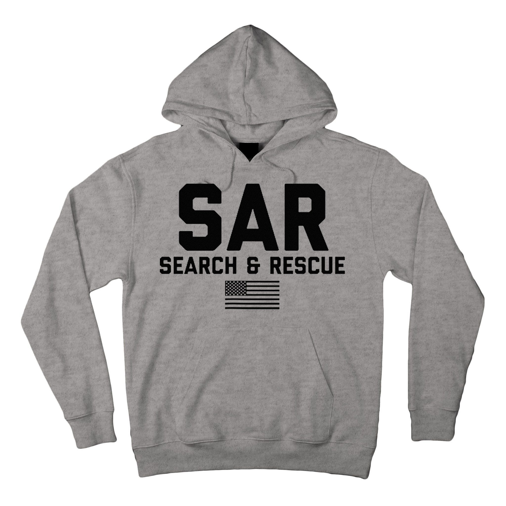 FRONT & BACK Search And Rescue American Flag SAR Team Tall Hoodie