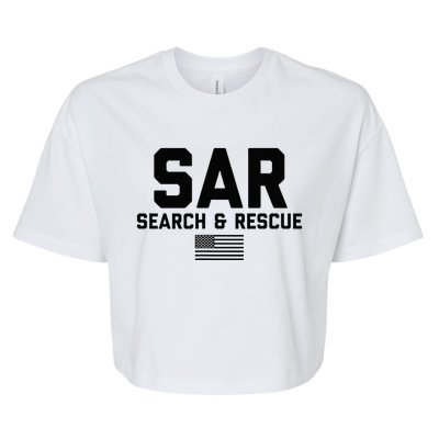 FRONT & BACK Search And Rescue American Flag SAR Team Bella+Canvas Jersey Crop Tee