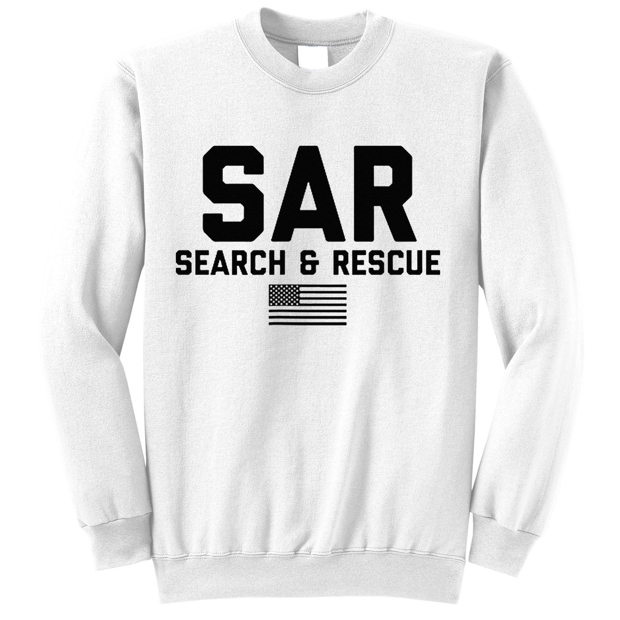 FRONT & BACK Search And Rescue American Flag SAR Team Sweatshirt