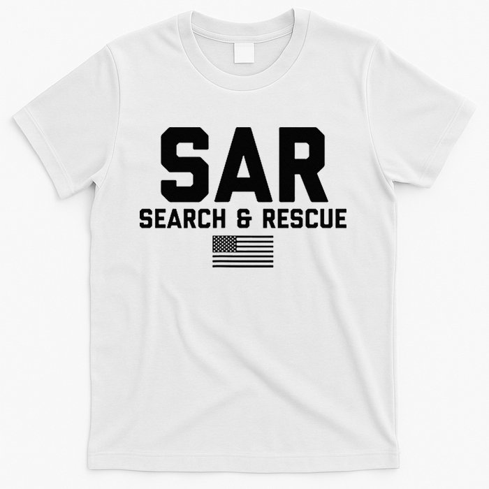 FRONT & BACK Search And Rescue American Flag SAR Team T-Shirt