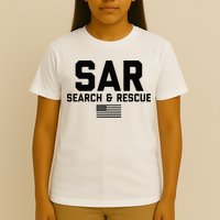 FRONT & BACK Search And Rescue American Flag SAR Team T-Shirt