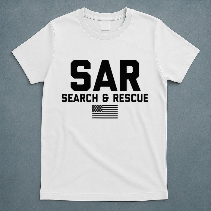 FRONT & BACK Search And Rescue American Flag SAR Team T-Shirt