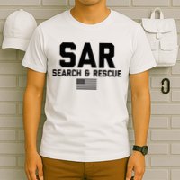 FRONT & BACK Search And Rescue American Flag SAR Team T-Shirt
