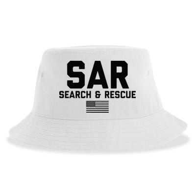 FRONT & BACK Search And Rescue American Flag SAR Team Sustainable Bucket Hat