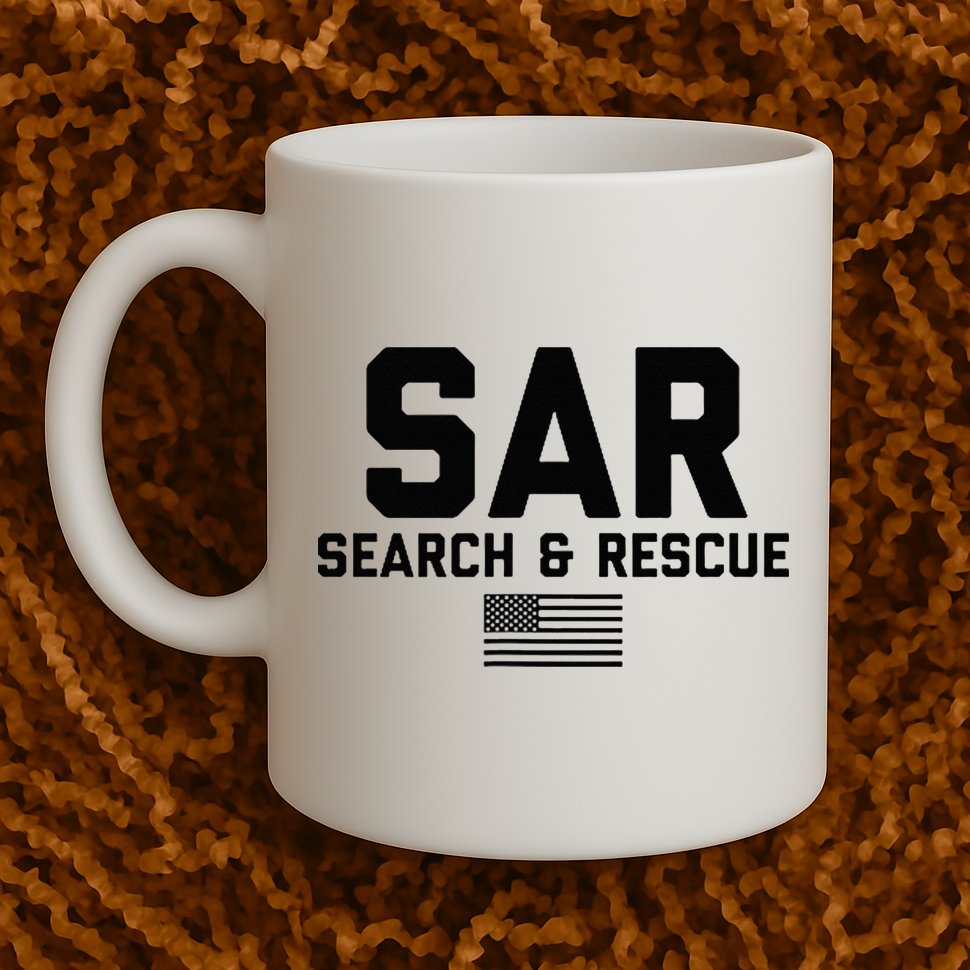 FRONT & BACK Search And Rescue American Flag SAR Team Mug