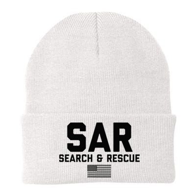 FRONT & BACK Search And Rescue American Flag SAR Team Beanie