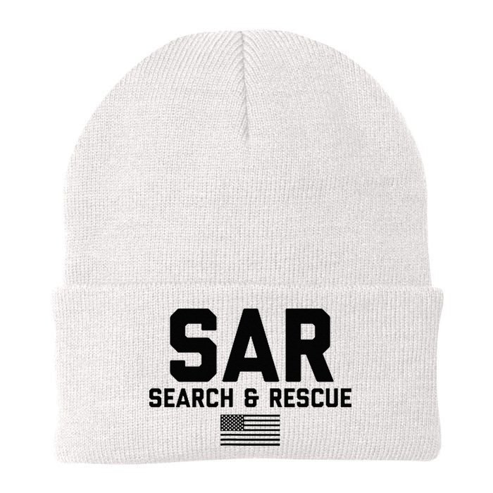 FRONT & BACK Search And Rescue American Flag SAR Team Beanie