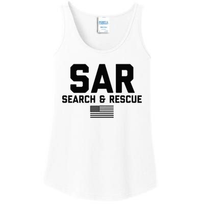 FRONT & BACK Search And Rescue American Flag SAR Team Ladies Essential Tank