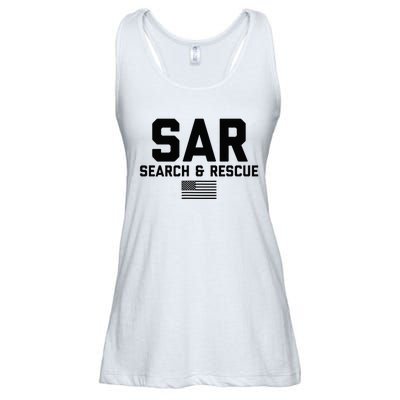 FRONT & BACK Search And Rescue American Flag SAR Team Ladies Essential Flowy Tank