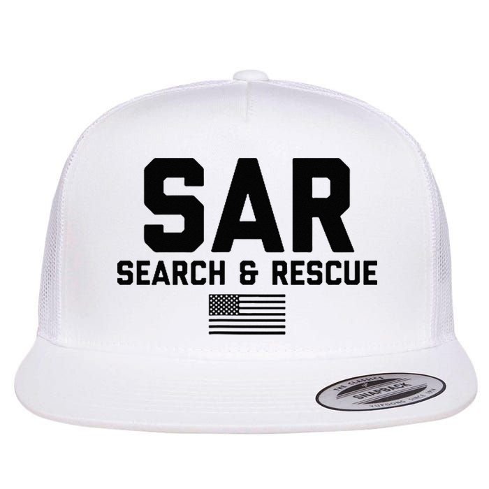 FRONT & BACK Search And Rescue American Flag SAR Team Flat Bill Trucker Hat