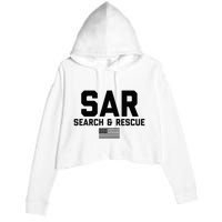 FRONT & BACK Search And Rescue American Flag SAR Team Crop Fleece Hoodie