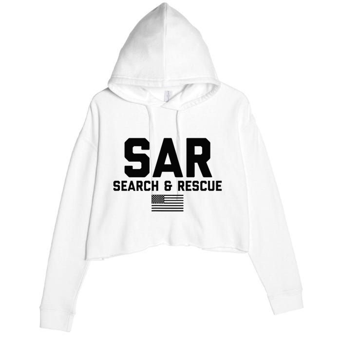 FRONT & BACK Search And Rescue American Flag SAR Team Crop Fleece Hoodie