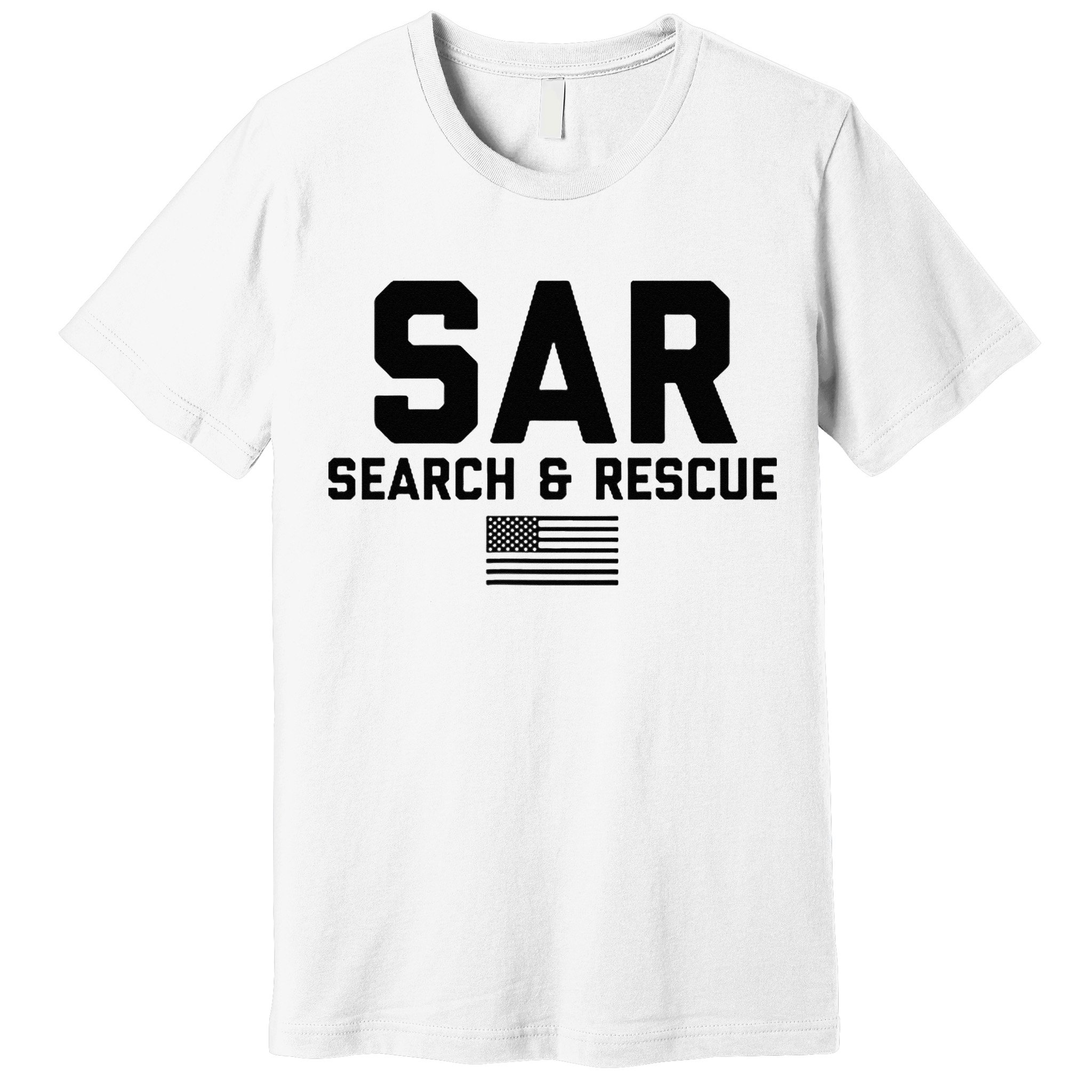 FRONT & BACK Search And Rescue American Flag SAR Team Premium T-Shirt