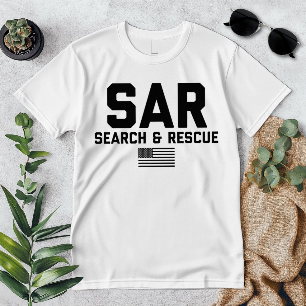 FRONT & BACK Search And Rescue American Flag SAR Team Premium T-Shirt