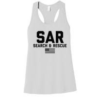 FRONT & BACK Search And Rescue American Flag SAR Team Women's Racerback Tank