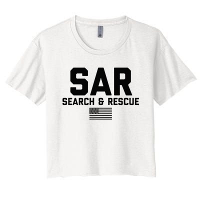 FRONT & BACK Search And Rescue American Flag SAR Team Women's Crop Top Tee