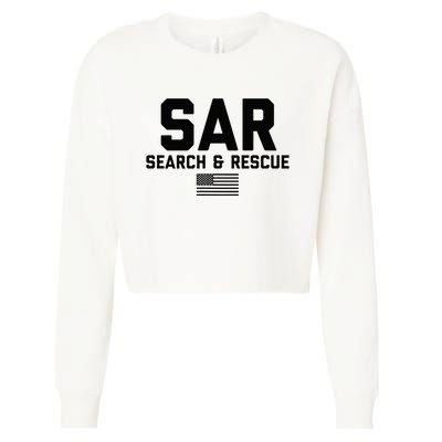 FRONT & BACK Search And Rescue American Flag SAR Team Cropped Pullover Crew