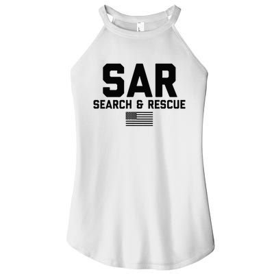 FRONT & BACK Search And Rescue American Flag SAR Team Women’s Perfect Tri Rocker Tank