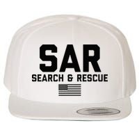 FRONT & BACK Search And Rescue American Flag SAR Team Wool Snapback Cap