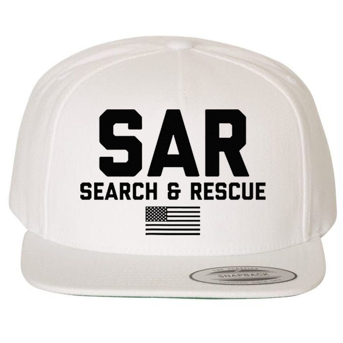 FRONT & BACK Search And Rescue American Flag SAR Team Wool Snapback Cap