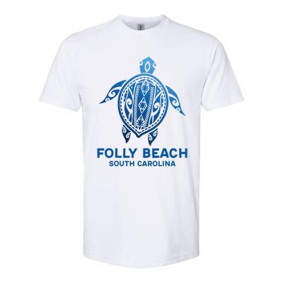 Folly Beach South Carolina Tattoo Blue Sea Turtle Souvenirs Softstyle® CVC T-Shirt