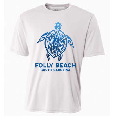 Folly Beach South Carolina Tattoo Blue Sea Turtle Souvenirs Cooling Performance Crew T-Shirt