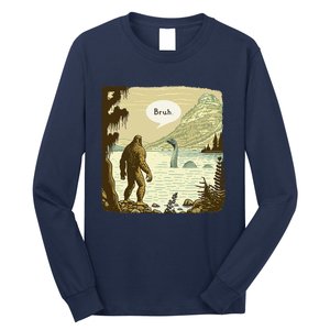 Funny Bigfoot Sasquatch Loch Ness Monster Introvert Bruh Long Sleeve Shirt