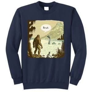 Funny Bigfoot Sasquatch Loch Ness Monster Introvert Bruh Sweatshirt