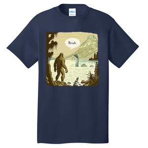 Funny Bigfoot Sasquatch Loch Ness Monster Introvert Bruh Tall T-Shirt