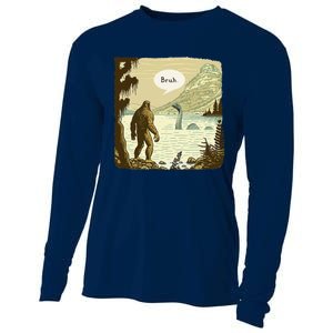 Funny Bigfoot Sasquatch Loch Ness Monster Introvert Bruh Cooling Performance Long Sleeve Crew