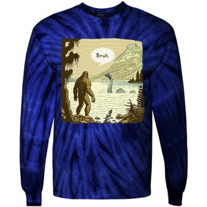 Funny Bigfoot Sasquatch Loch Ness Monster Introvert Bruh Tie-Dye Long Sleeve Shirt