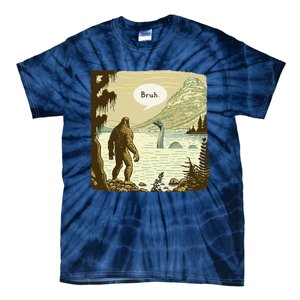 Funny Bigfoot Sasquatch Loch Ness Monster Introvert Bruh Tie-Dye T-Shirt