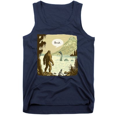 Funny Bigfoot Sasquatch Loch Ness Monster Introvert Bruh Tank Top