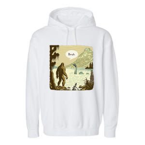 Funny Bigfoot Sasquatch Loch Ness Monster Introvert Bruh Garment-Dyed Fleece Hoodie