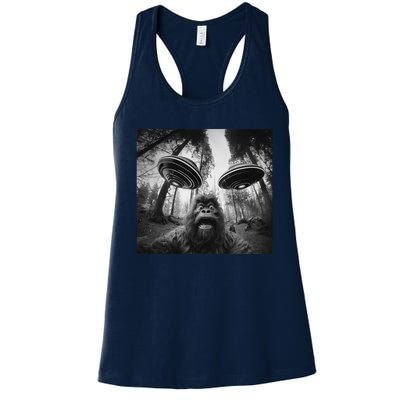 Funny Bigfoot Sasquatch Alien Ufo Cute Women's Racerback Tank