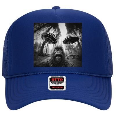 Funny Bigfoot Sasquatch Alien Ufo Cute High Crown Mesh Back Trucker Hat