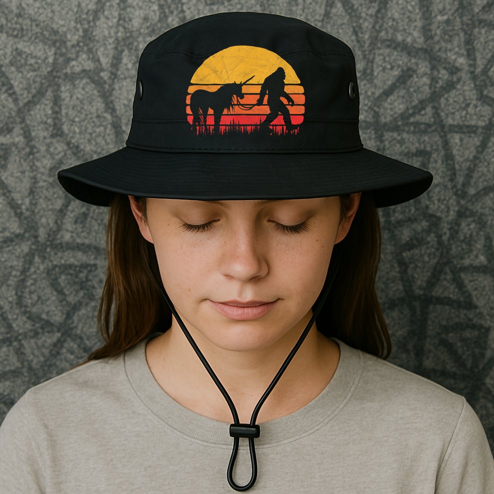 Funny Bigfoot Sasquatch & Unicorn Legends! Bucket Hat