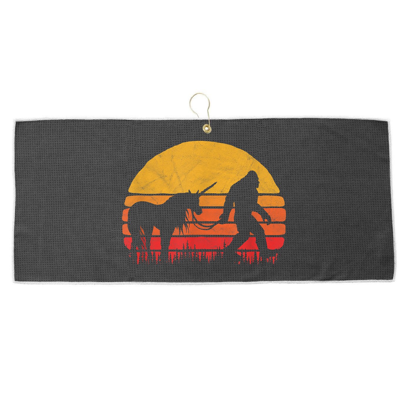 Funny Bigfoot Sasquatch & Unicorn Legends! Large Microfiber Waffle Golf Towel