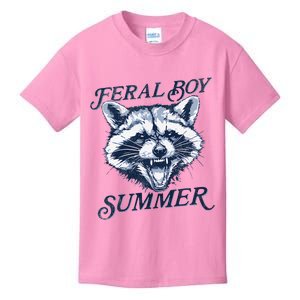 Feral Boy Summer Funny Raccoon Meme Trash Panda Raccoon Kids T-Shirt