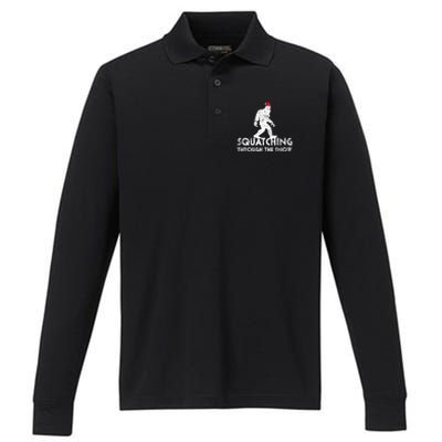 Funny Bigfoot Santa Christmas Gift Performance Long Sleeve Polo