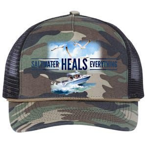 Florida Boating Saltwater Heals Everything Gift Retro Rope Trucker Hat Cap