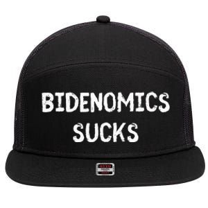 Funny Bidenomics Sucks Fun Novelty Gag 7 Panel Mesh Trucker Snapback Hat