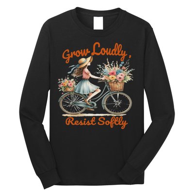 Floral Bike Subtle 8647 Trump Resist ,boho Vintage Long Sleeve Shirt