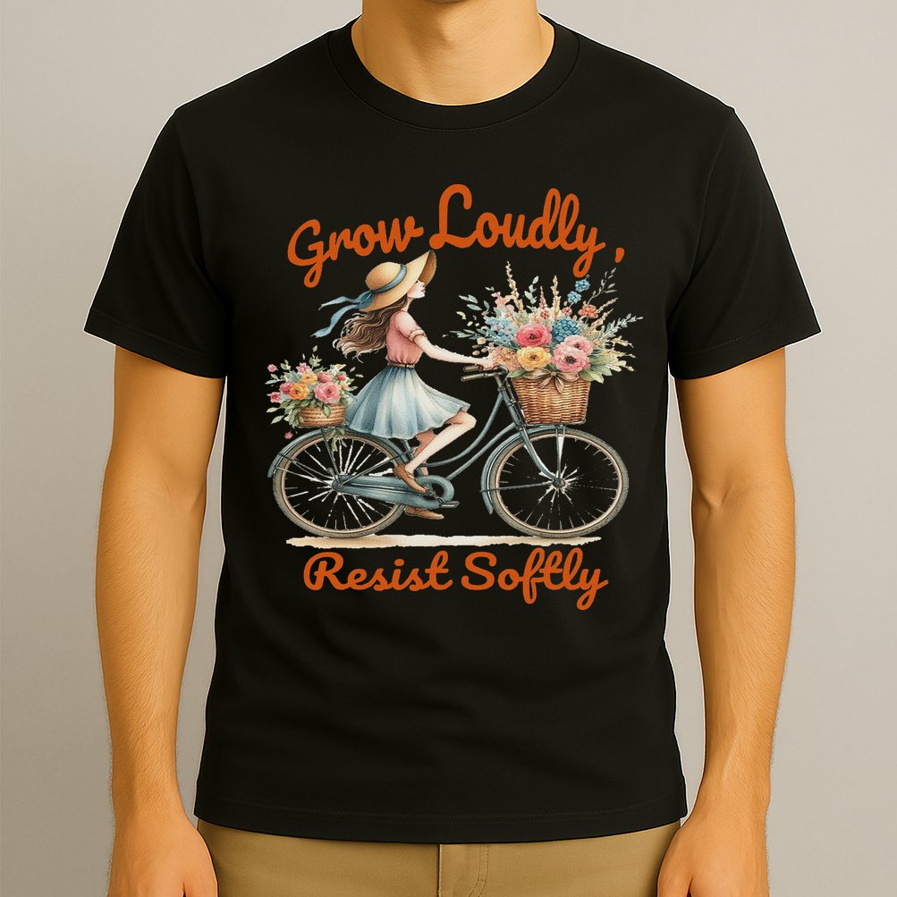 Floral Bike Subtle 8647 Trump Resist ,boho Vintage T-Shirt
