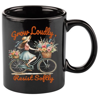 Floral Bike Subtle 8647 Trump Resist ,boho Vintage 11oz C Handle Ceramic Mug