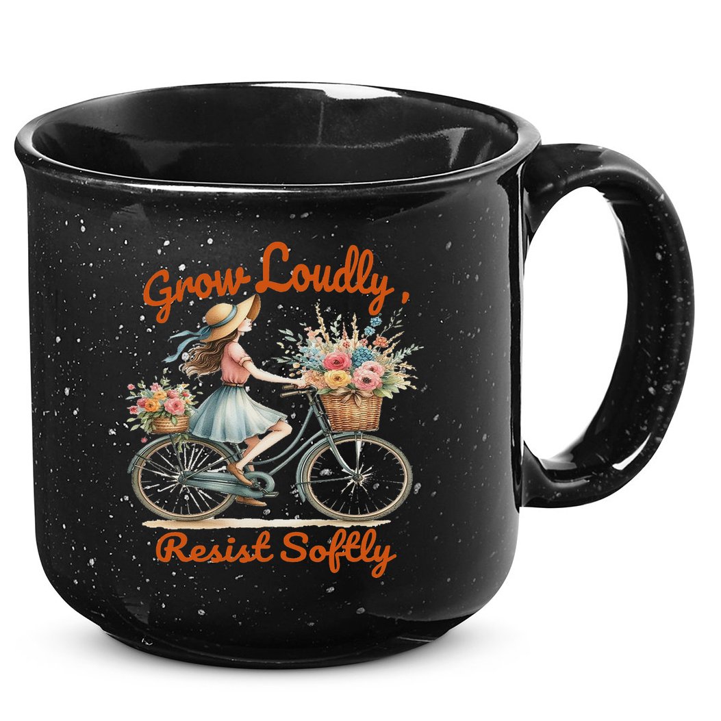 Floral Bike Subtle 8647 Trump Resist ,boho Vintage 15oz Campfire Ceramic Mug