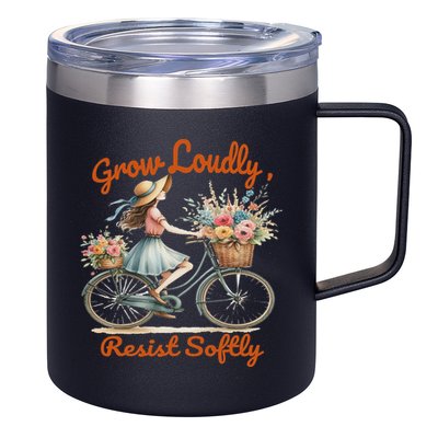 Floral Bike Subtle 8647 Trump Resist ,boho Vintage 12oz Stainless Steel Coffee Mug