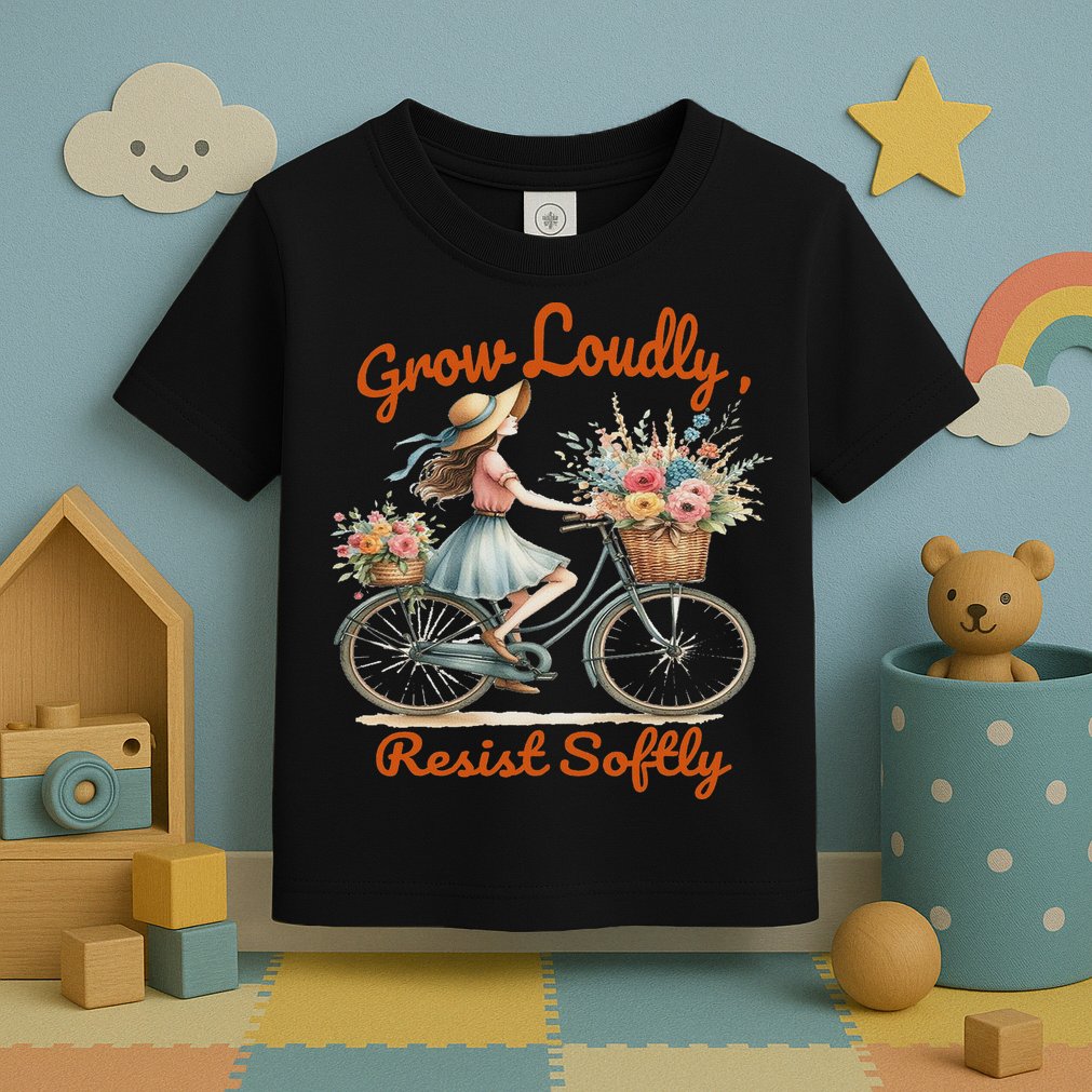 Floral Bike Subtle 8647 Trump Resist ,boho Vintage Toddler T-Shirt